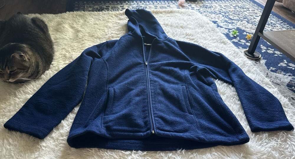 Talbots Navy Blue‎ Full-Zip Polar Fleece Hooded Jacket